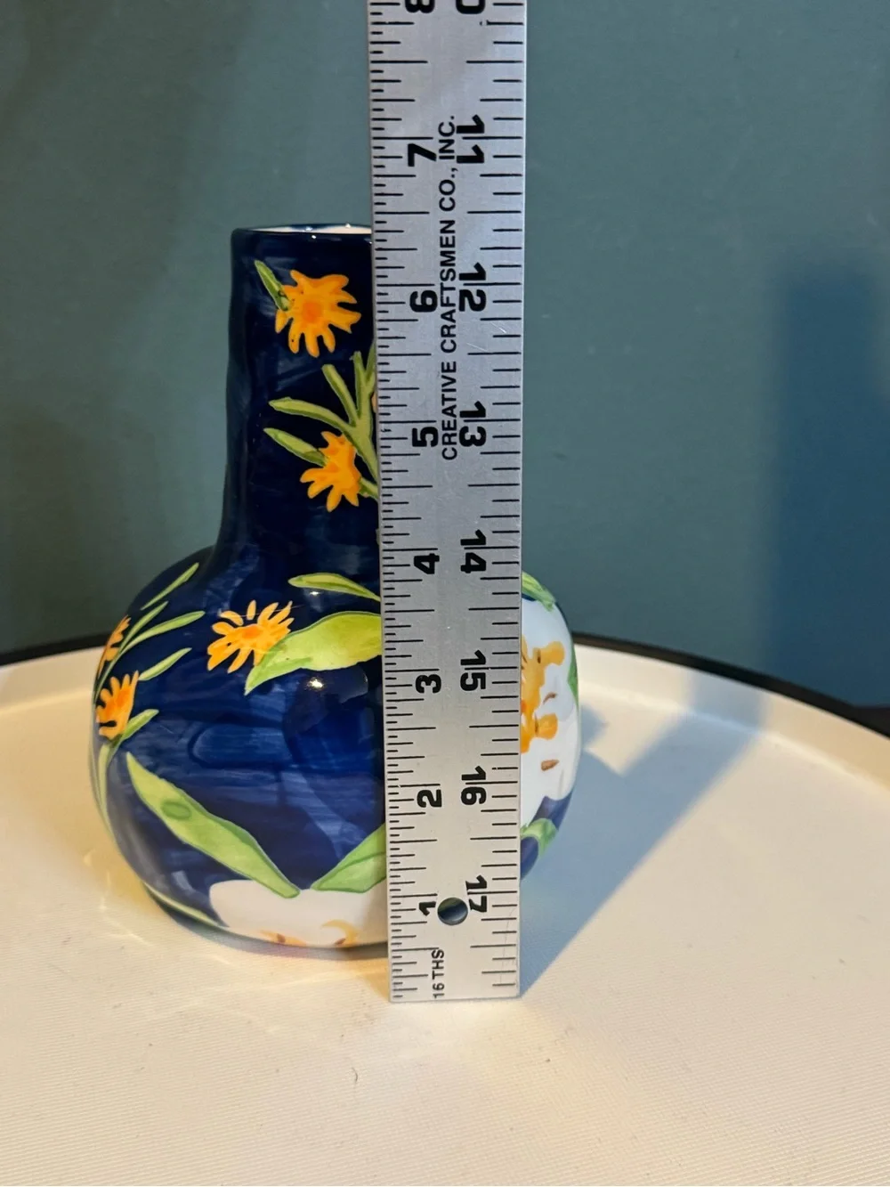 Anthropologie Leah Reena Goren blue and white stoneware floral vase